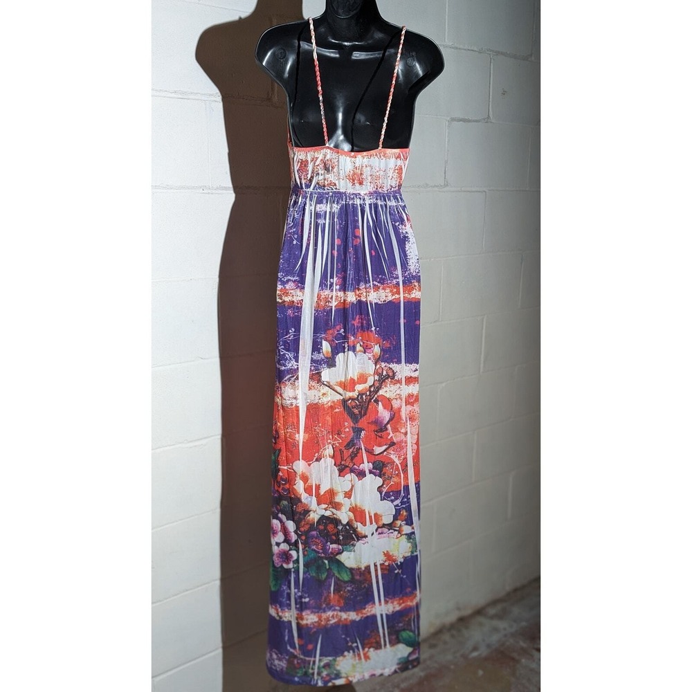 Celle Floral Hawaiian Print Tank Strap Maxi Dress Sleeveless Summer Long Dress - Picture 3 of 4